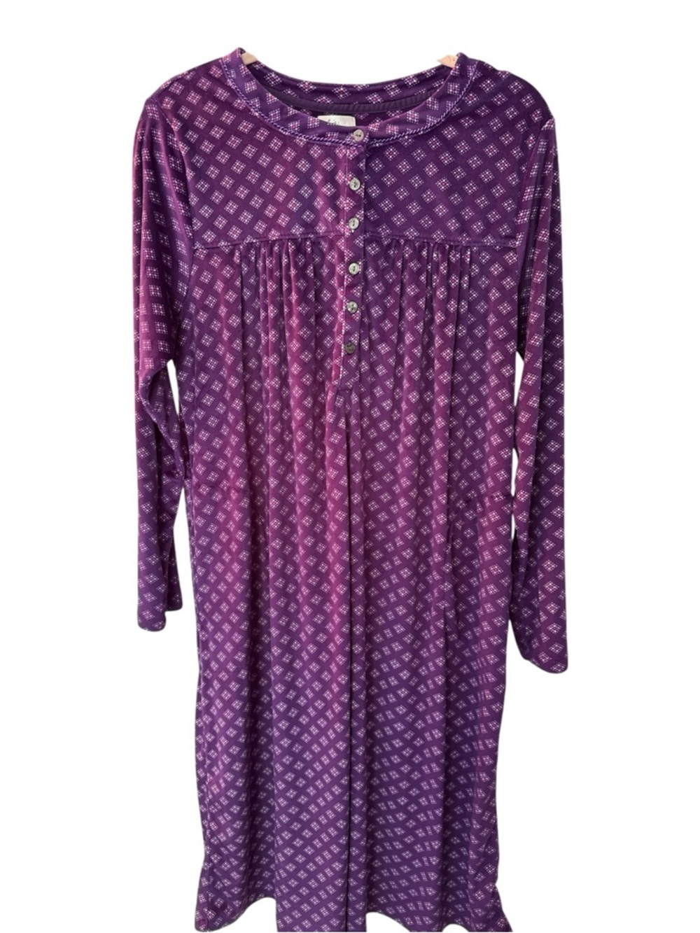 Aria Collection Night Gown Size Large Purple Soft Velour Cottage Grandma